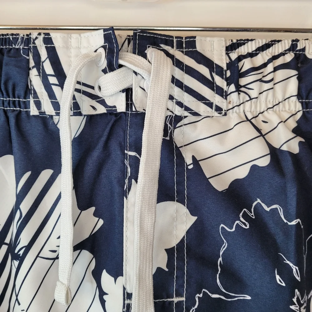 Hang Ten Mens Hawaiian Lined Board Short Swim Trunk Sz Sm Cargo Side Back Pocket